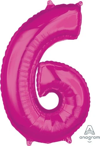 Numeral 6 Shape Balloon Mid-Size -  Pink