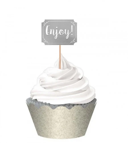 Cupcake Kit Silver - Foil Hot Stamp & Glitter - Pack of 24
