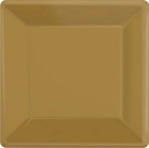 Paper Plates 26cm Square 20CT-Gold - Pack of 20
