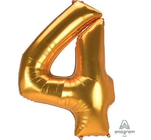 Foil Balloon -  Jumbo Number 4 Gold 91cm x 137cm