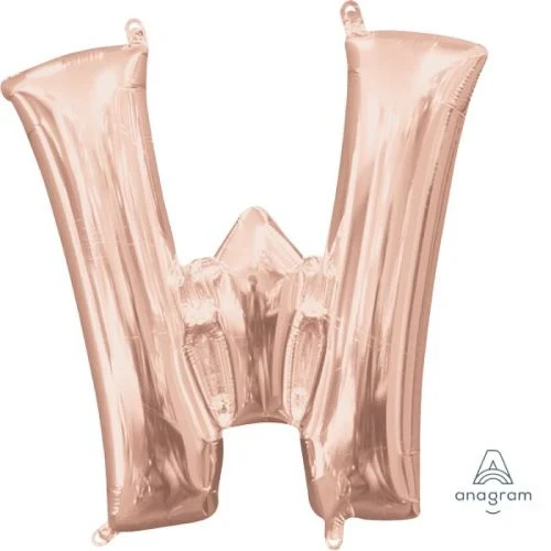Foil Balloon - Letter W Rose Gold - 40cm
