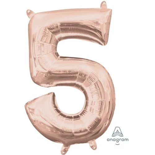 Foil Balloon - Number 5 Rose Gold - 40cm