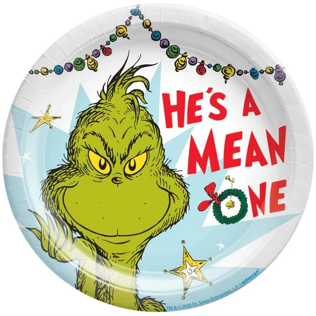 Paper Plates - Dr. Seuss The Grinch (17cm) (Pack of 8)