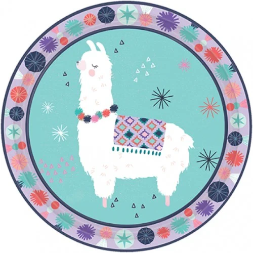 "Llama Fun 7""/17.7cm Round Plates - Pack of 8