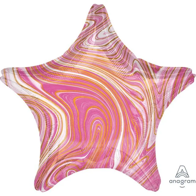 Foil Balloon - Standard XL Marble Pink Star (45cm)