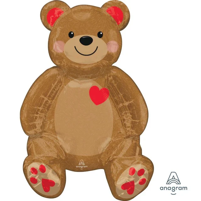 Balloon - Ci: Multi-Balloon Sitting Teddy & Love Hearts