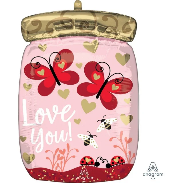 Foil Balloon - STD Shp XL Love Bugs & Butterfly (43cm)