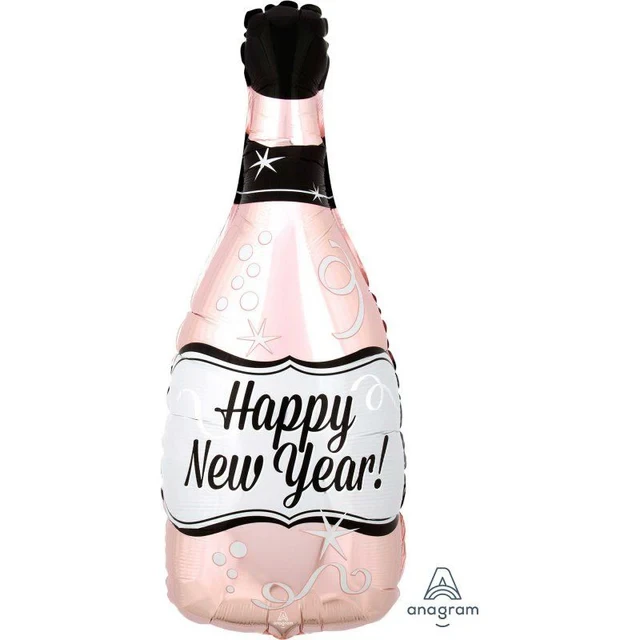 Foil Balloon - STD Shape XL HNY Rose Gld Bubbly Bottle