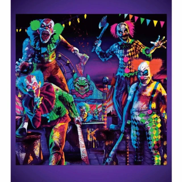 Creepy Carnival Backdrop Scene Setters Black Light Reactive (Set of 6)