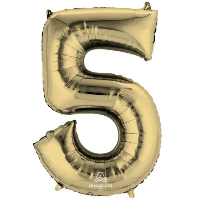 Balloon - SuperShape White Gold Numeral 5.