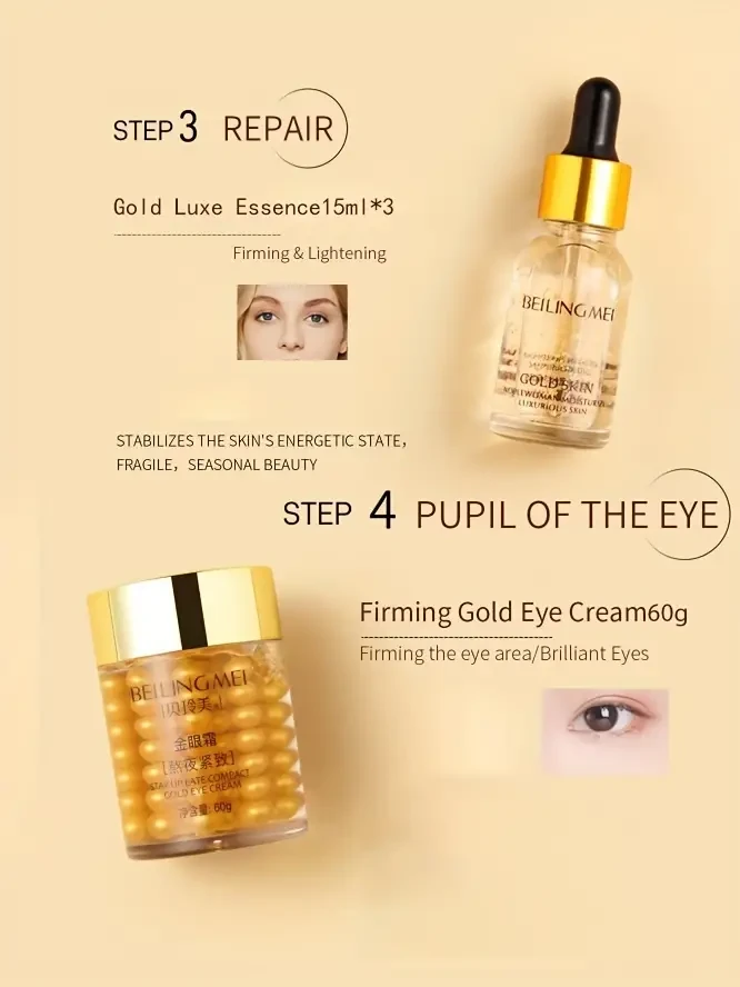 Golden Skin Luxury 9-Piece Skincare Set for Women