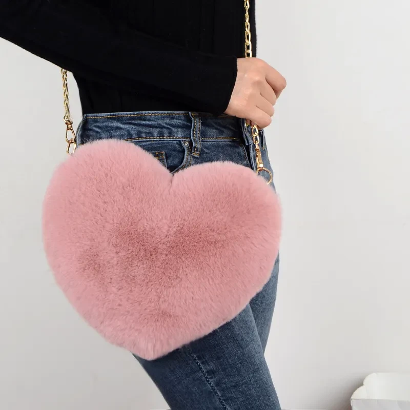 Love Bags For Women Plush Chain Shoulder Bags Valentine's Day Party Bag