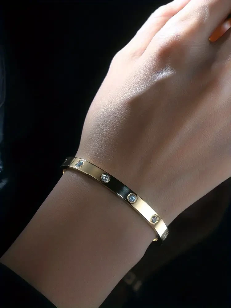 Titanium Steel Rhinestone Bangle