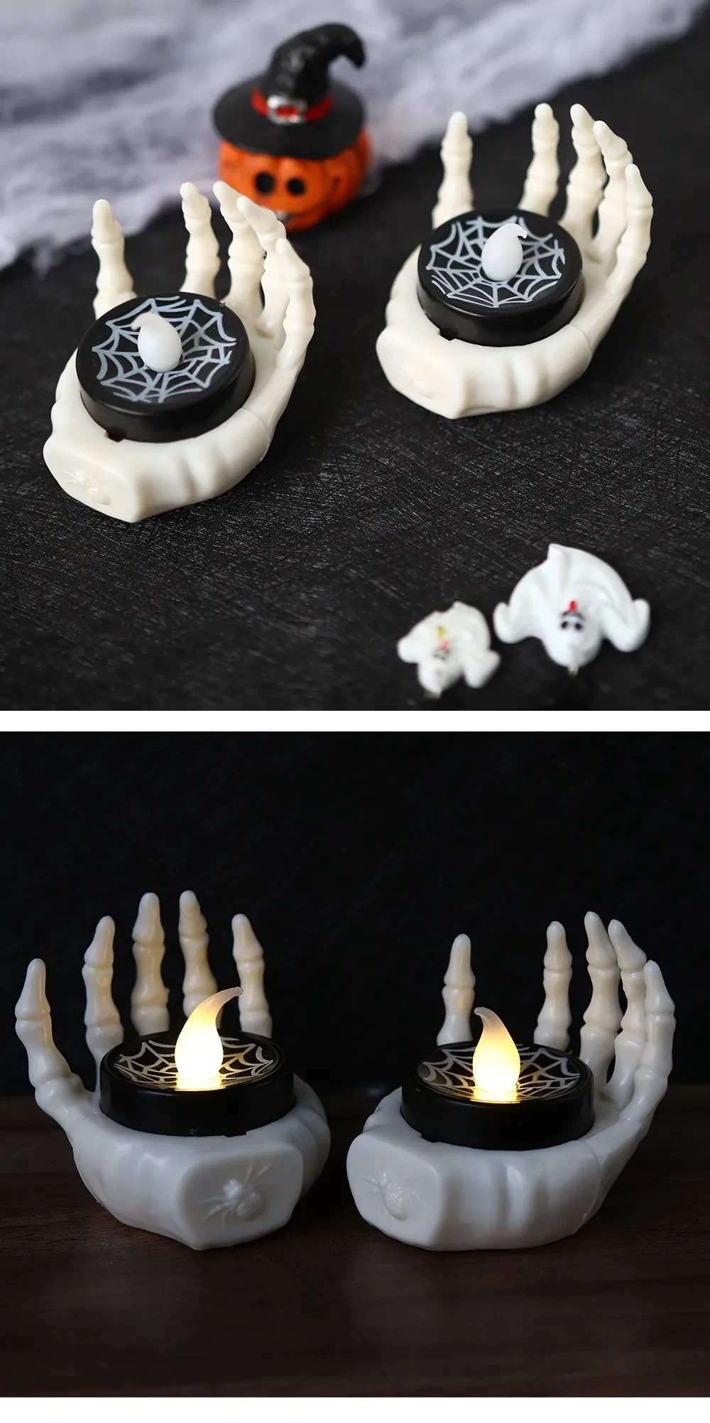 Halloween Small Night Lamp LED Electronic Luminous Decorative Palm Candle Light