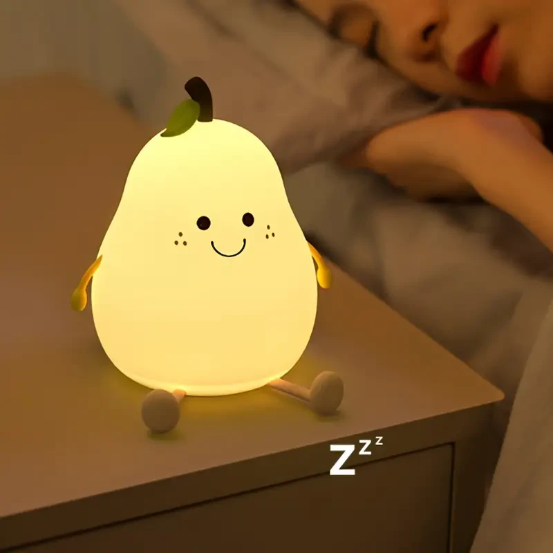 Cute Pear LED Night Light - Multi-Color Bedside Lamp
