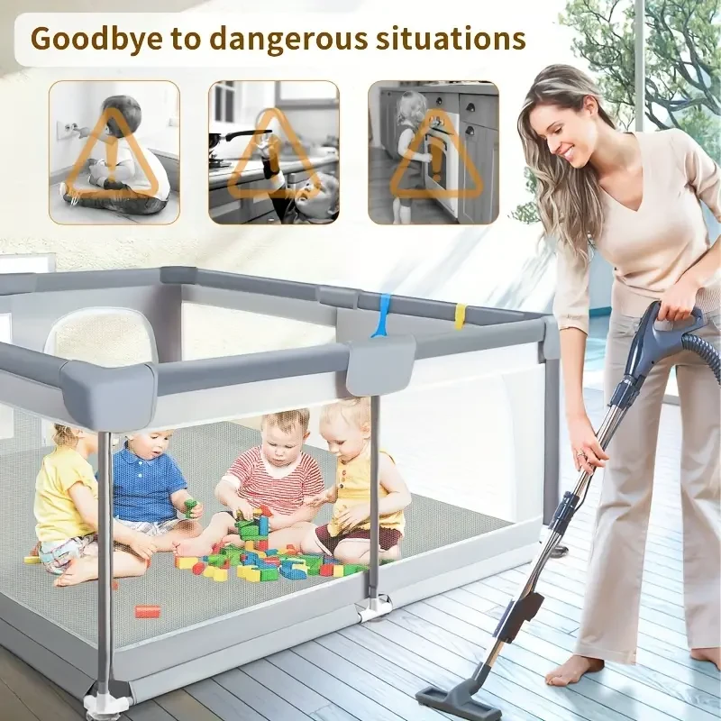 120x120cm Square Game Fence - Home Safety Play Pool