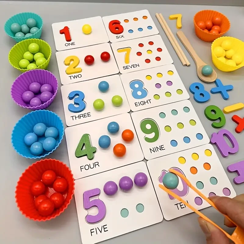 Colorful Number Bead Matching Game - Cognitive Skills Enhancement