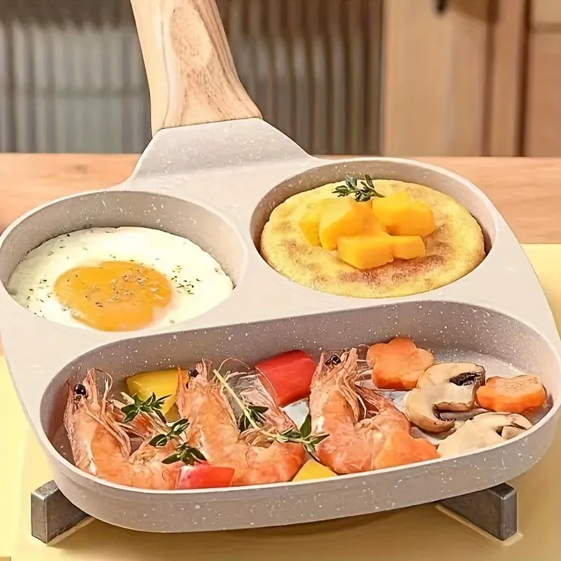 19.05cm Triple Compartment Nonstick Skillet for Breakfast