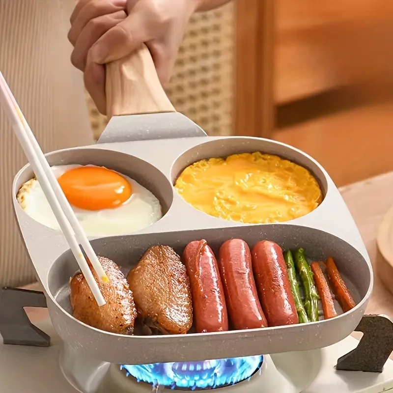 19.05cm Triple Compartment Nonstick Skillet for Breakfast