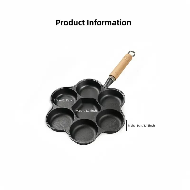 Cast Iron 7-Hole Omelette Pan