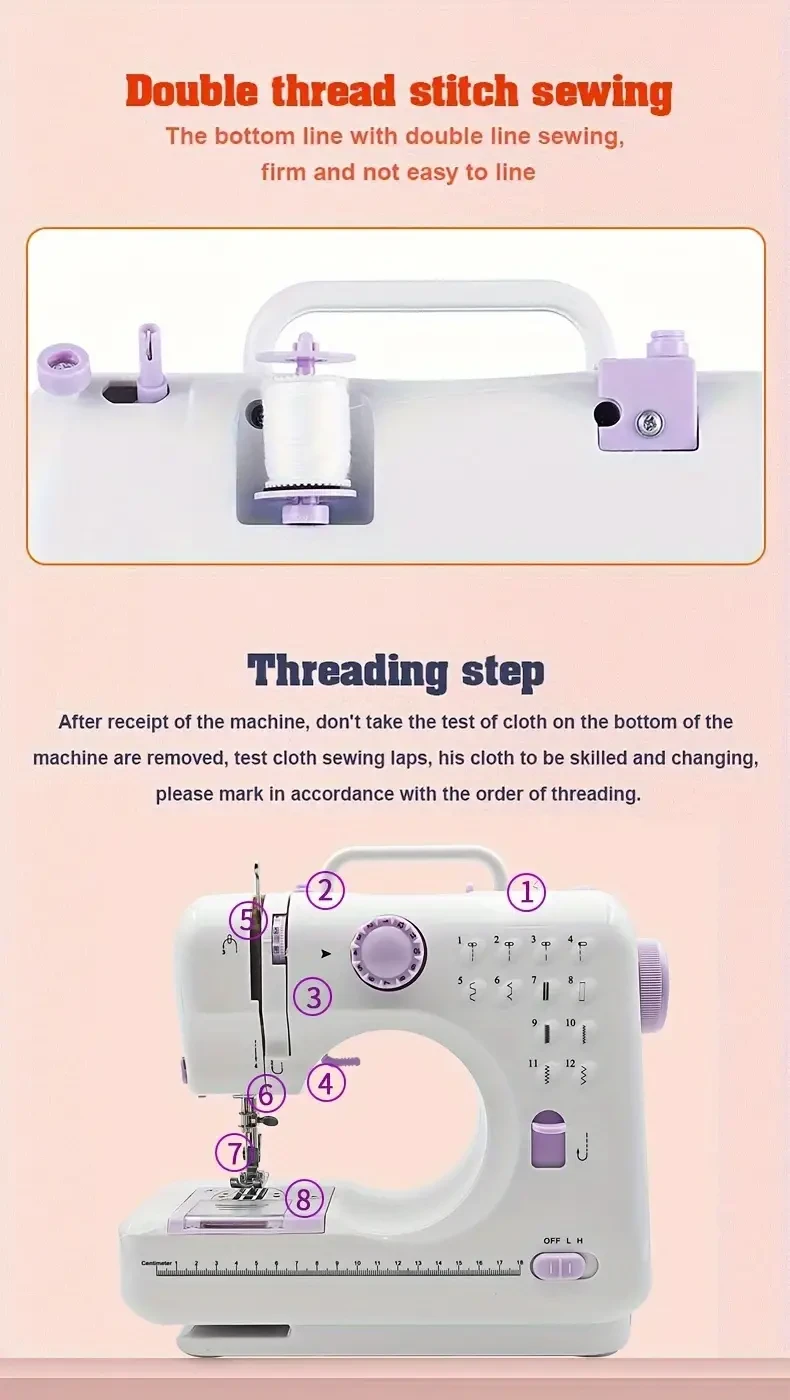 Portable 12-Stitch Sewing Machine
