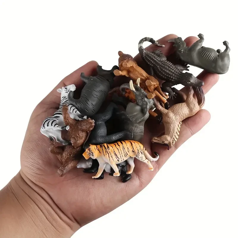 12-Piece Mini Wild Animal Model Toy Set