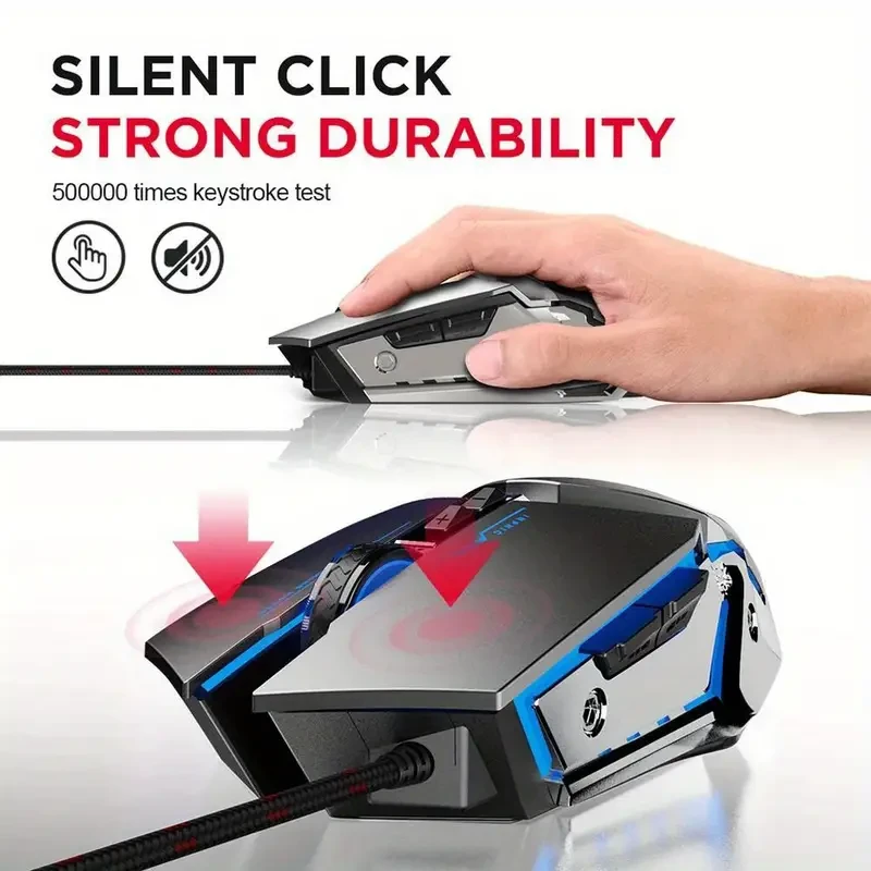 INPHIC USB wired metal base mecha style - game mouse with 6 buttons