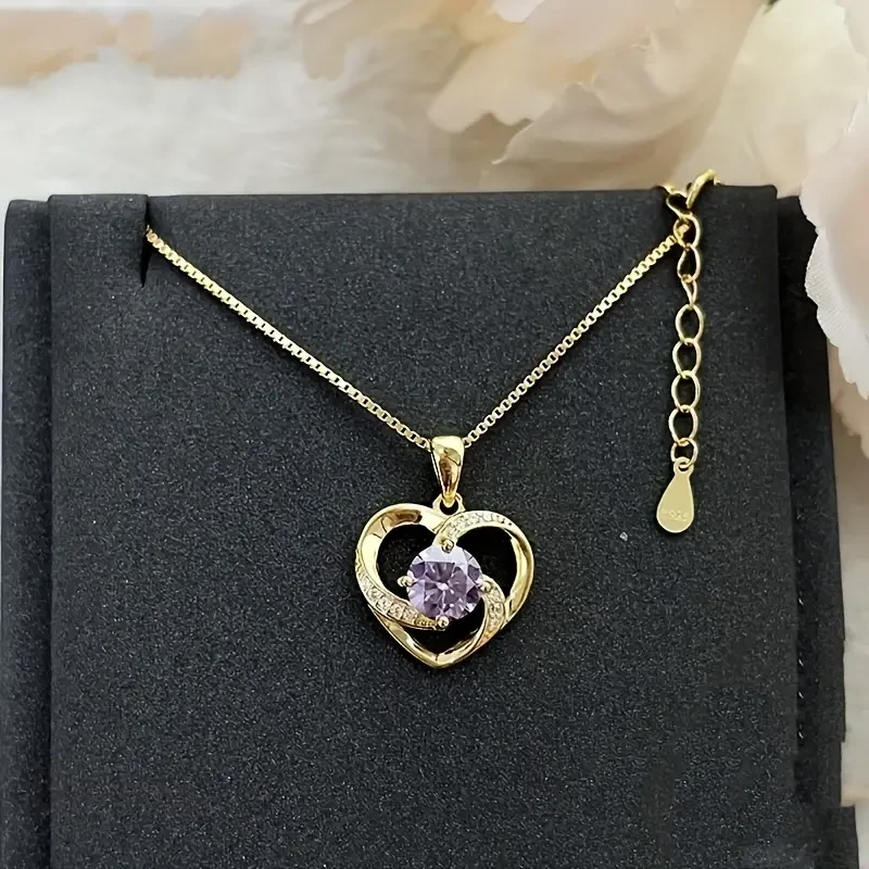 Moissanite Heart Pendant Necklace For Women