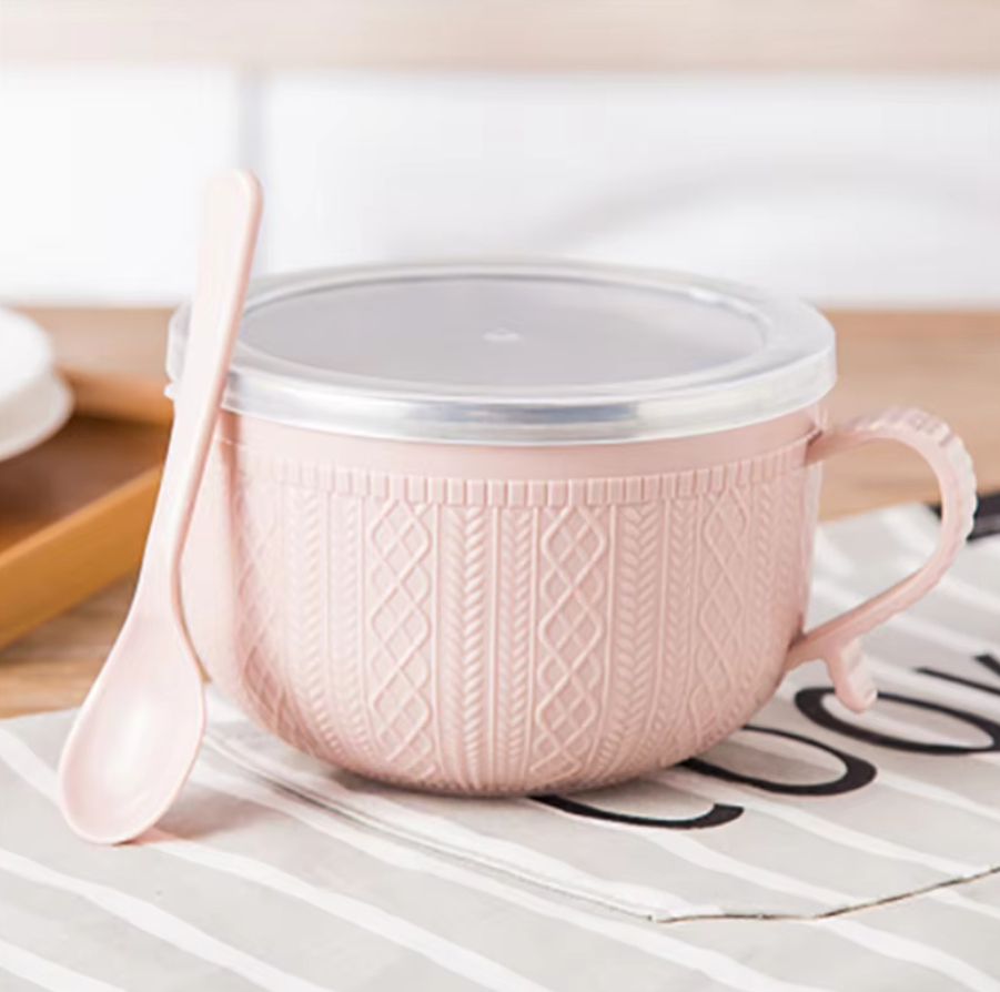 Stainless Steel Double-layer Ramen Noodles Bowl Anti-scalding Instant