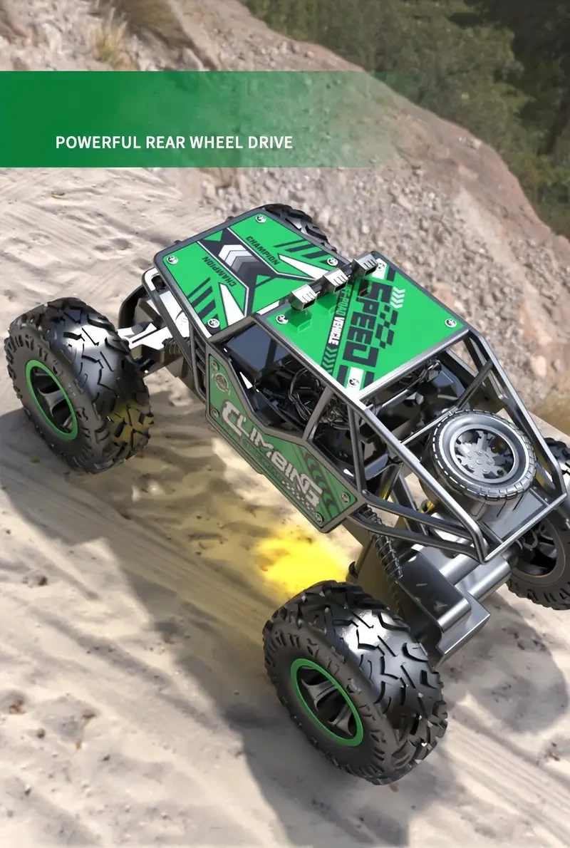 Alloy Remote Control Car Off-road Climbing Charging With Lights Rubber Tire Gift Boxed Toy Car