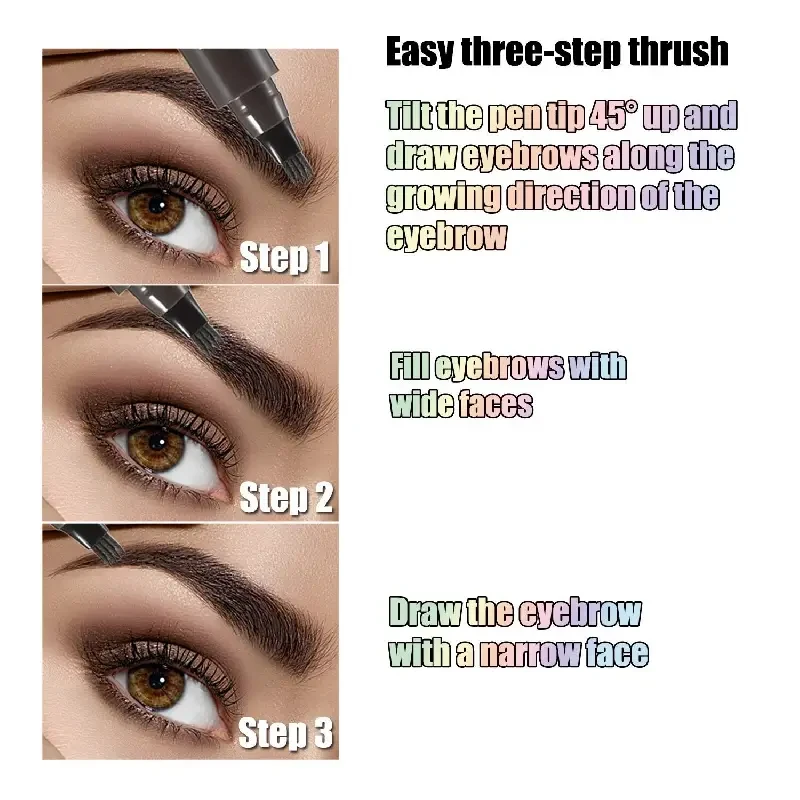 5-Color Waterproof Eyebrow Pen - Microblading Pencil with 4-Headed Design for Ultra-Natural, Feather-Light Brows - Long-Lasting, Waterproof Formula in a Versatile Palette