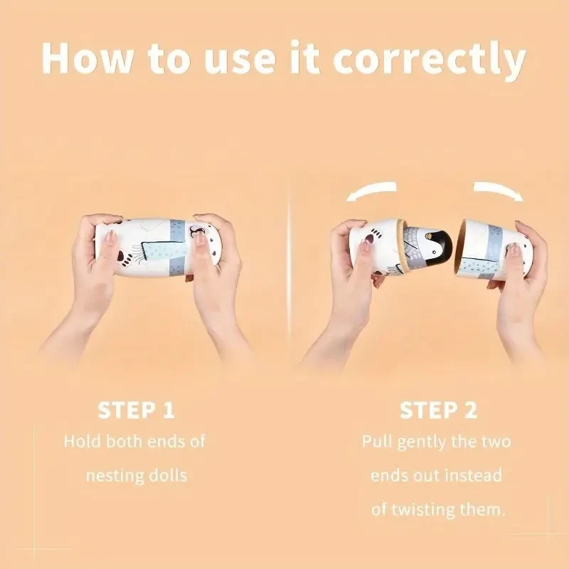 Charming White Bear Wooden Nesting Dolls - Perfect for Christmas, Halloween, Thanksgiving & Birthday Gifts | Unique Home Decor & Educational Toy Set