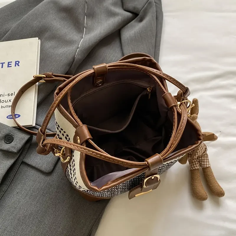 Women's Mini Fashion Elegant Contrast Color Canvas Shoulder Bag