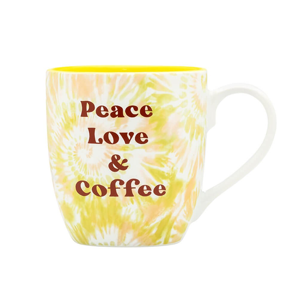 Blurred Peace Love & Coffee Tie Dye Mug