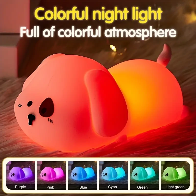 Cute Puppy Silicone Night Light - Tap to Light Up