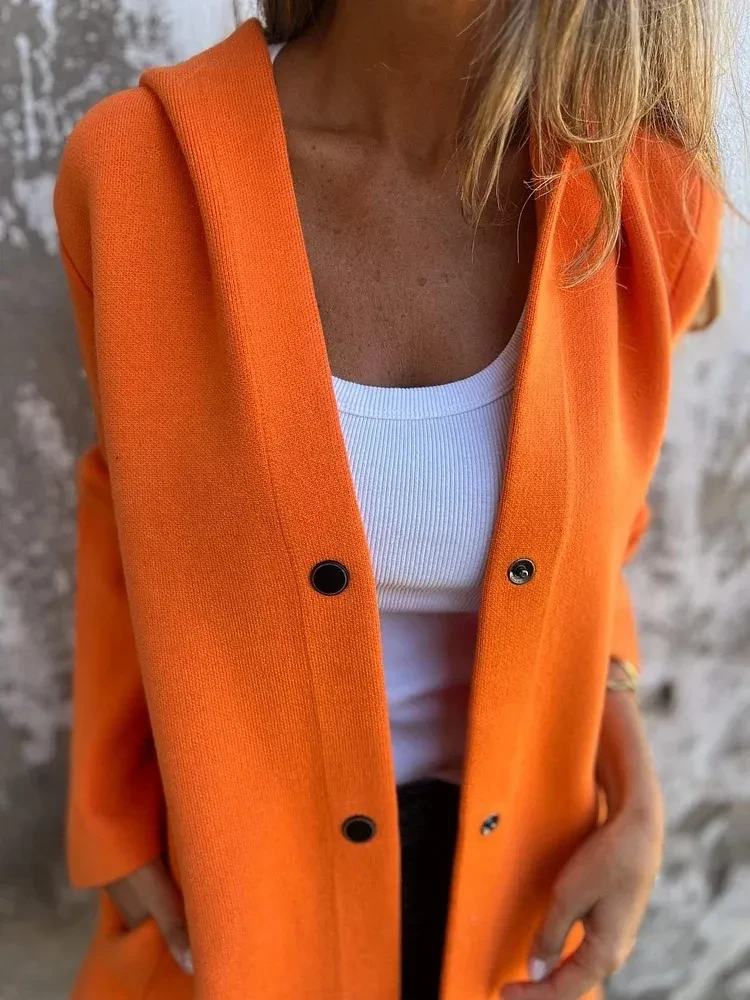 Casual Hooded Single-Breasted Cardigan Fashion Loose Solid Color Jacket Spring And Autumn Women's Clothing