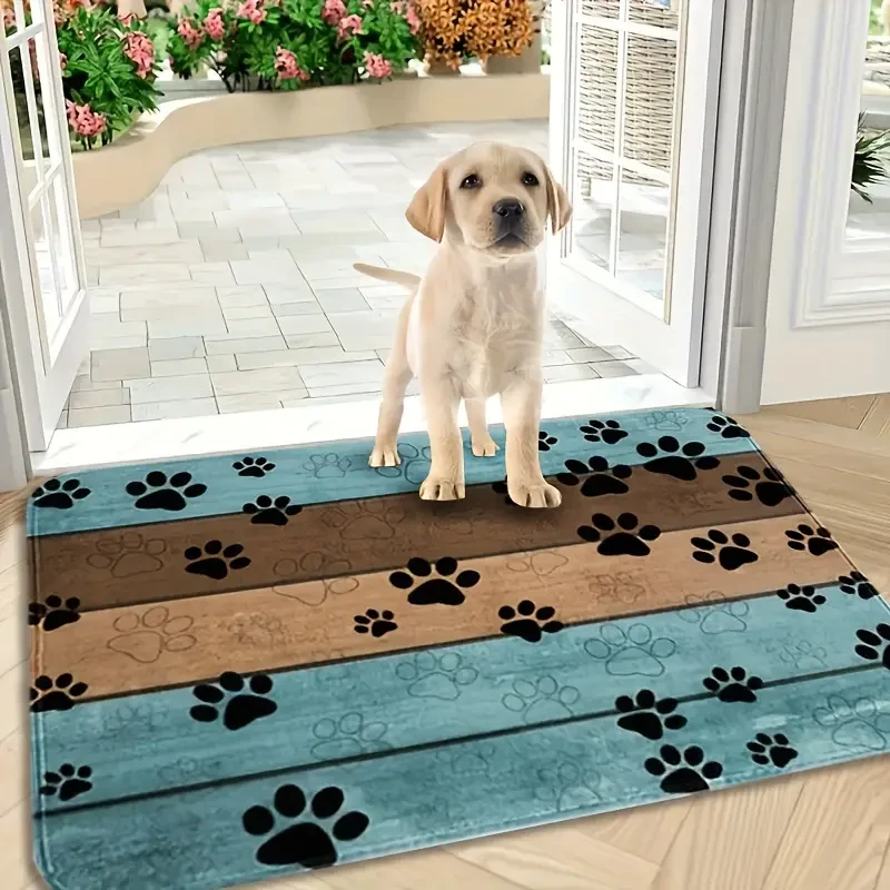 Ultra-Absorbent Dog Paw Prints Doormat