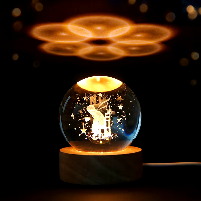 6cm 3D Crystal ball Crystal Planet Night Light Laser Engraved Solar System Globe Astronomy Birthday Gift Home Desktop Decoration