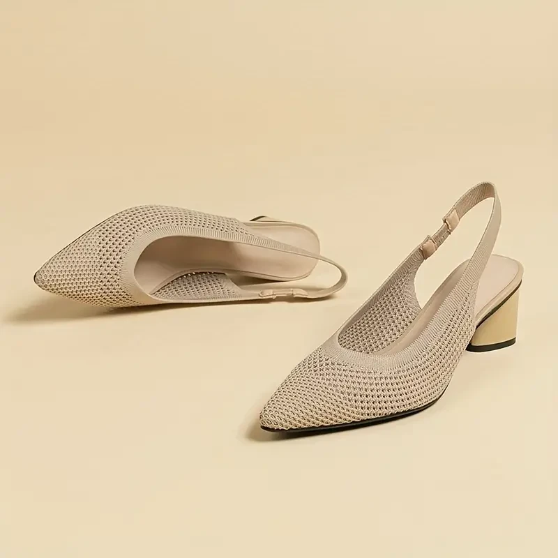 Women's Chunky Heeled Knitted Sandals