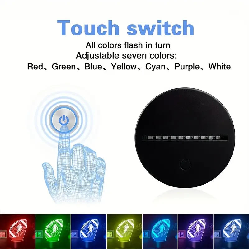 Color-Changing 3D Illusion Night Light - Touch Control