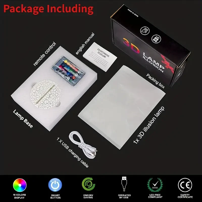 Shark 3D Illusion Night Light - 16 Colors with Remote