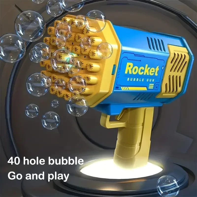 40-Hole Handheld Gatling Bubble Machine - LED Party Toy
