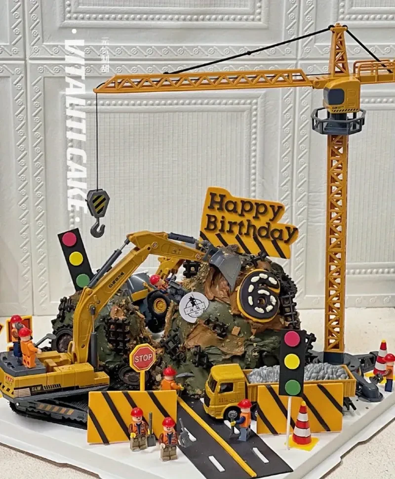 Large-Scale Abs Tower Crane Model - Realistic PVC Construction Vehicle For Cake Toppers & Home Decor
