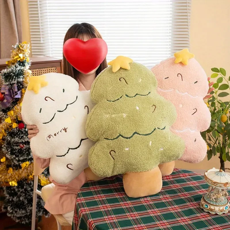 Festive Christmas Tree Throw Pillow - Cozy Knit Fabric, Polyester Fill, Zip Closure