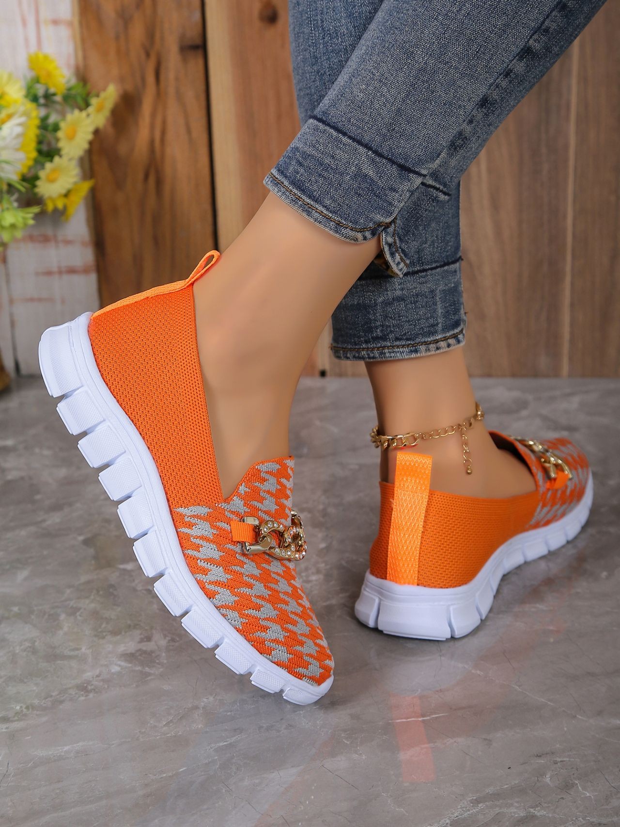 Breezy Houndstooth Mesh Loafers