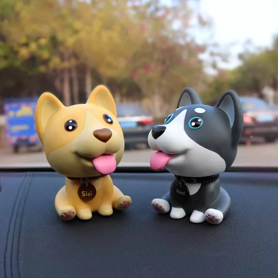 Car Dashboard Toys Nodding Dog Shaking Head Bobblehead Dolls Wobble Head Auto Accessory Interior Decor Car Ornaments Gifts Cute
