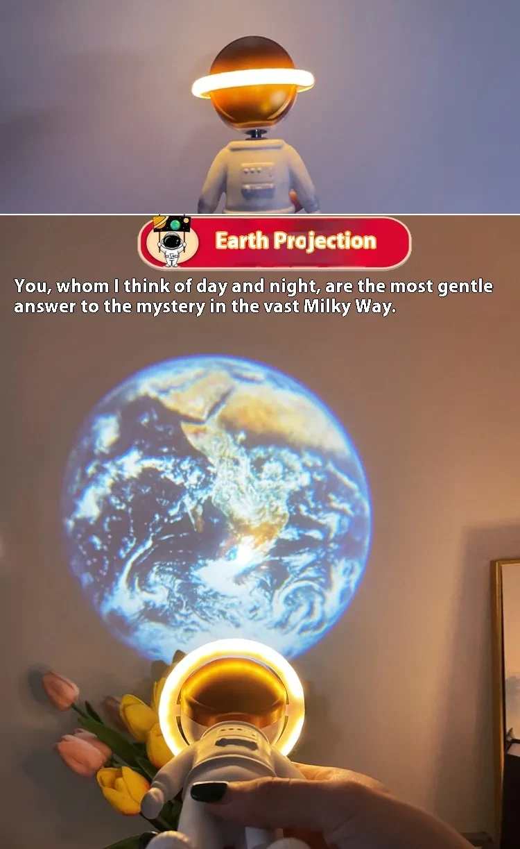 2024 New Astronaut Star Projector Lamp Ins Touch Usb Charging Night Light Rotatable Bedside Atmosphere Lights Lamp Bedroom Decor