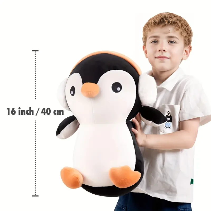 Adorable 40.64cm Penguin Plush with Headphones - Soft, Cuddly Body Pillow Toy for Youngsters