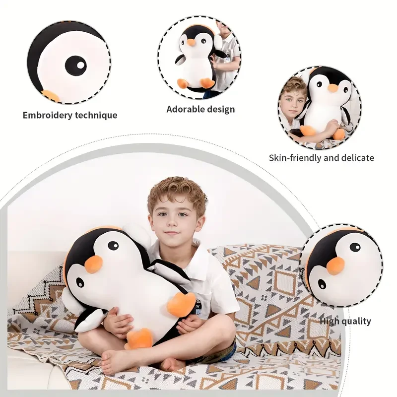 Adorable 40.64cm Penguin Plush with Headphones - Soft, Cuddly Body Pillow Toy for Youngsters