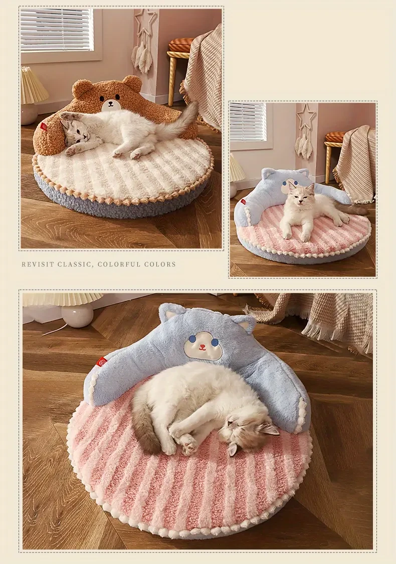 Soft And Durable Round Bed For Small Dogs And Cats - Removable Pet Mat And Mattress For Indoor And Outdoor Use